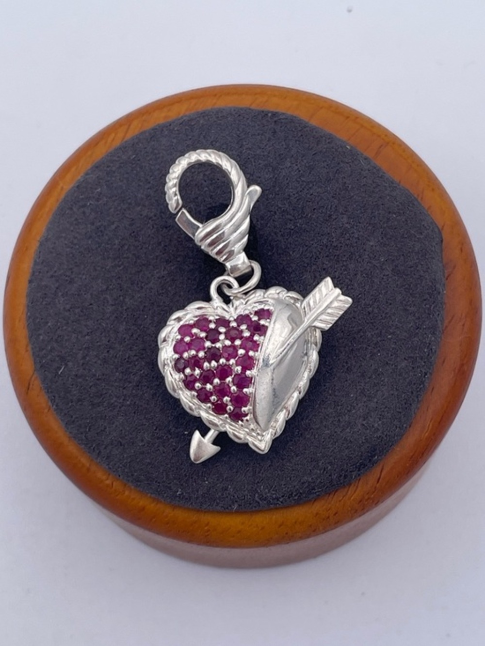 Judith Ripka Sterling Silver Ruby Cupid Heart Enhancer Charm 925 Thailand